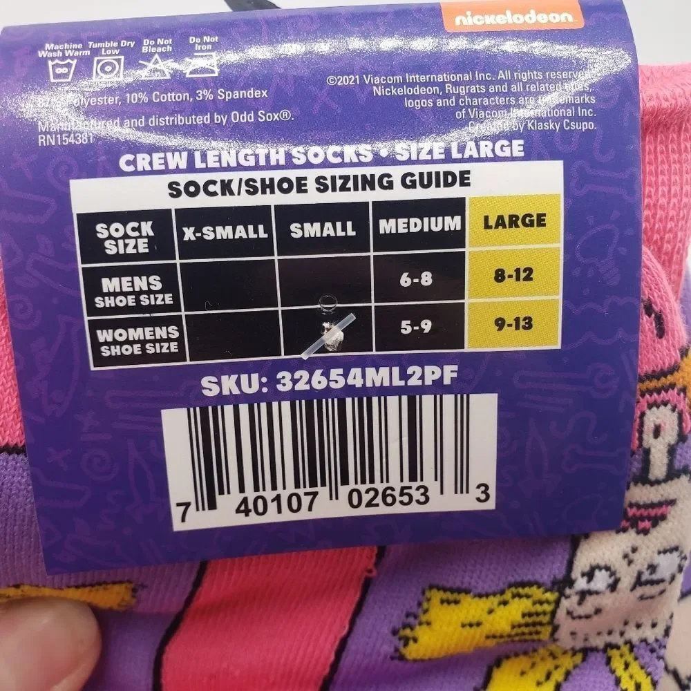 Rugrats socks 2 pair crew length